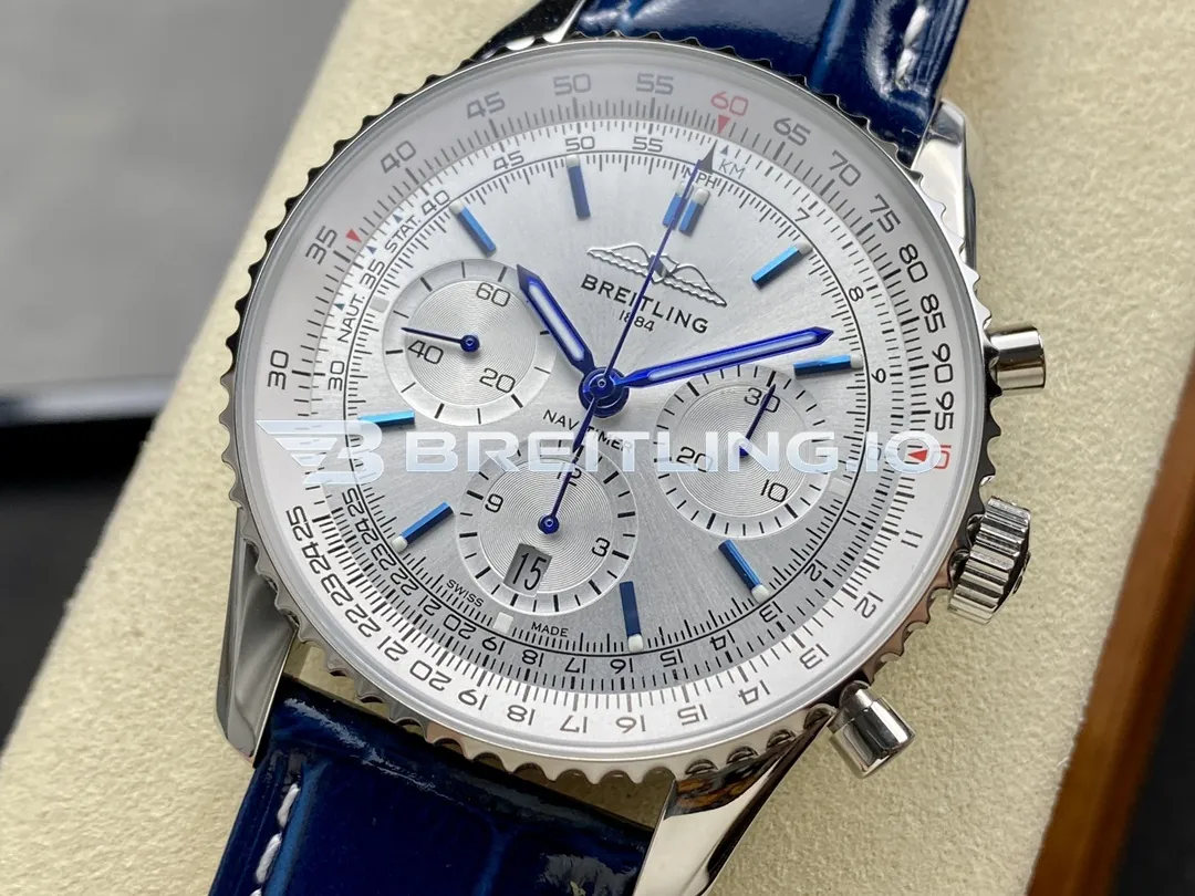 Breitling Navitimer B01 Chronograph AB0139A71G1P1 41mm Silver White Sunburst Subdial Aviation Slide Rule Bezel Replica Dial Detail 2