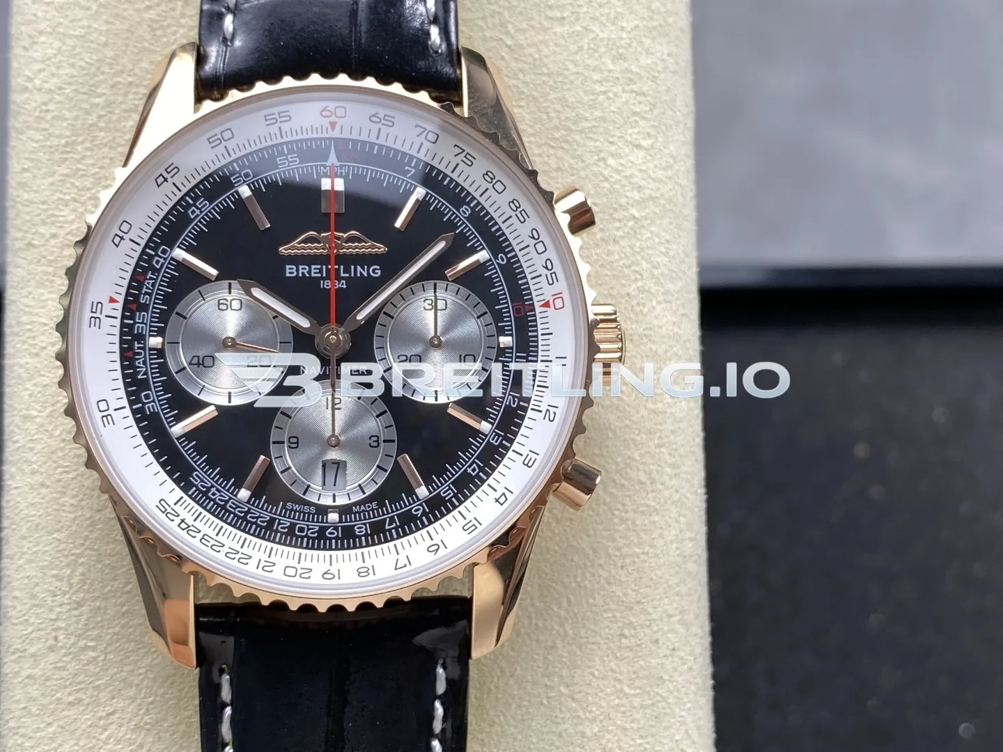 Breitling Navitimer B01 Chronograph RB0138211B1P1 43mm Matte Black Dial 18K Rose Gold Case Replica Front View