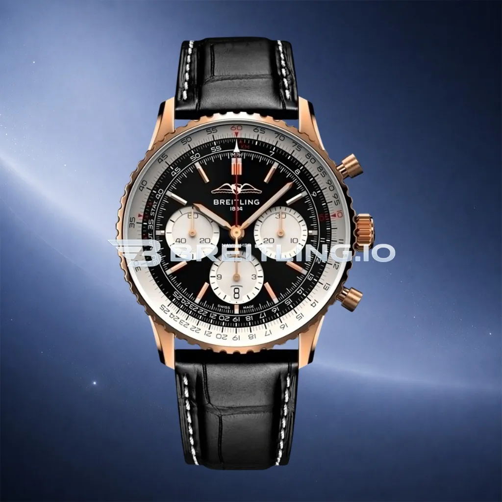 Breitling Navitimer B01 Chronograph RB0138211B1P1 43mm Matte Black Dial 18K Rose Gold Case Replica First Image