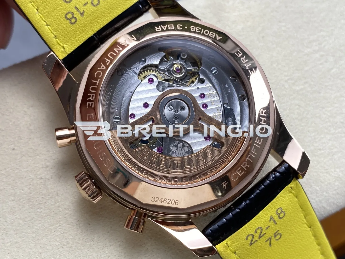 Breitling Navitimer B01 Chronograph RB0138211B1P1 43mm Matte Black Dial 18K Rose Gold Case Replica Back View