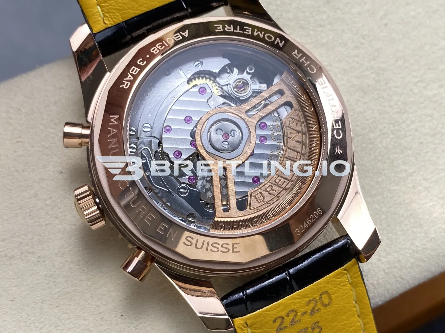 Breitling Navitimer B01 Chronograph RB0137241G1P1 46mm Silver Sunburst Dial 18K Rose Gold Case Replica Back View
