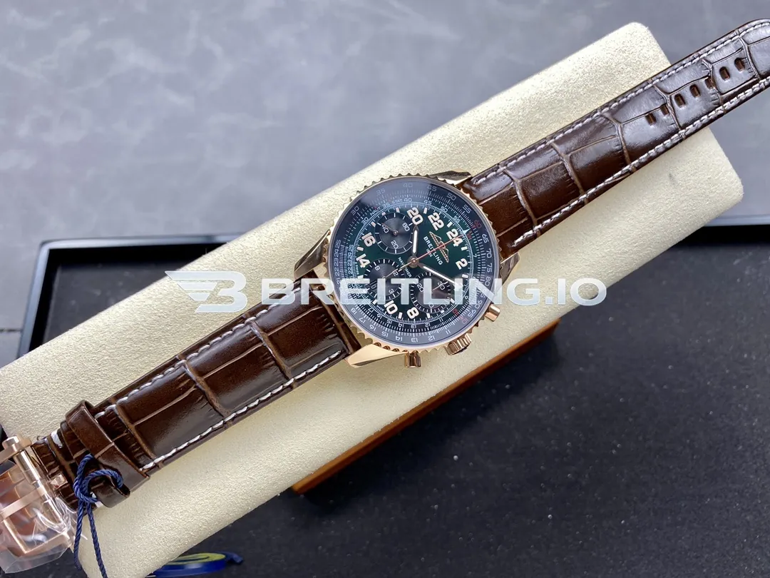 Breitling Navitimer B01 Chronograph RB12302A1L1P1 41mm Forest Green Sunburst Subdial Fluted Slide Rule Bezel Replica Side View