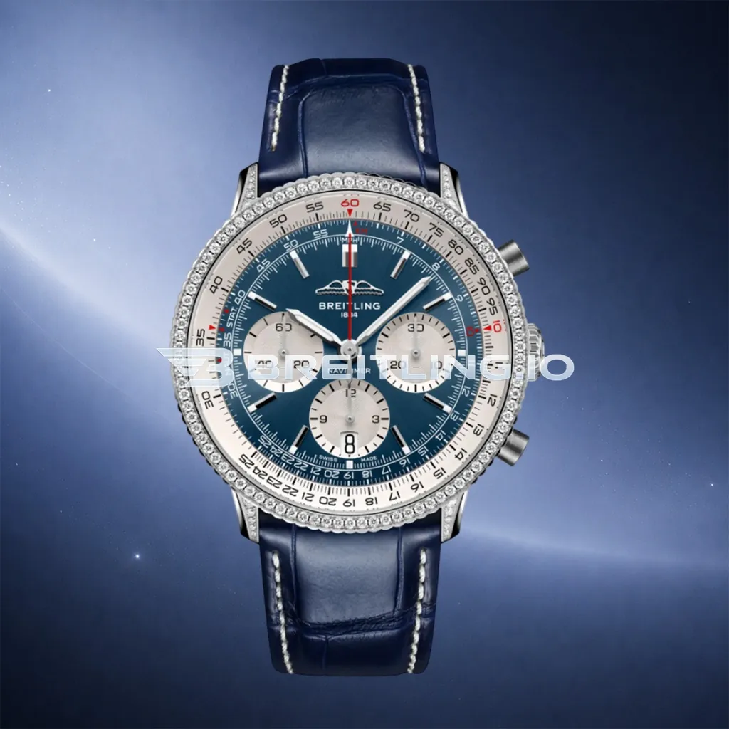 Breitling Navitimer B01 Chronograph AB0139631C1P1 41mm Deep Full Diamond Paved Fluted Slide Rule Bezel Replica First Image