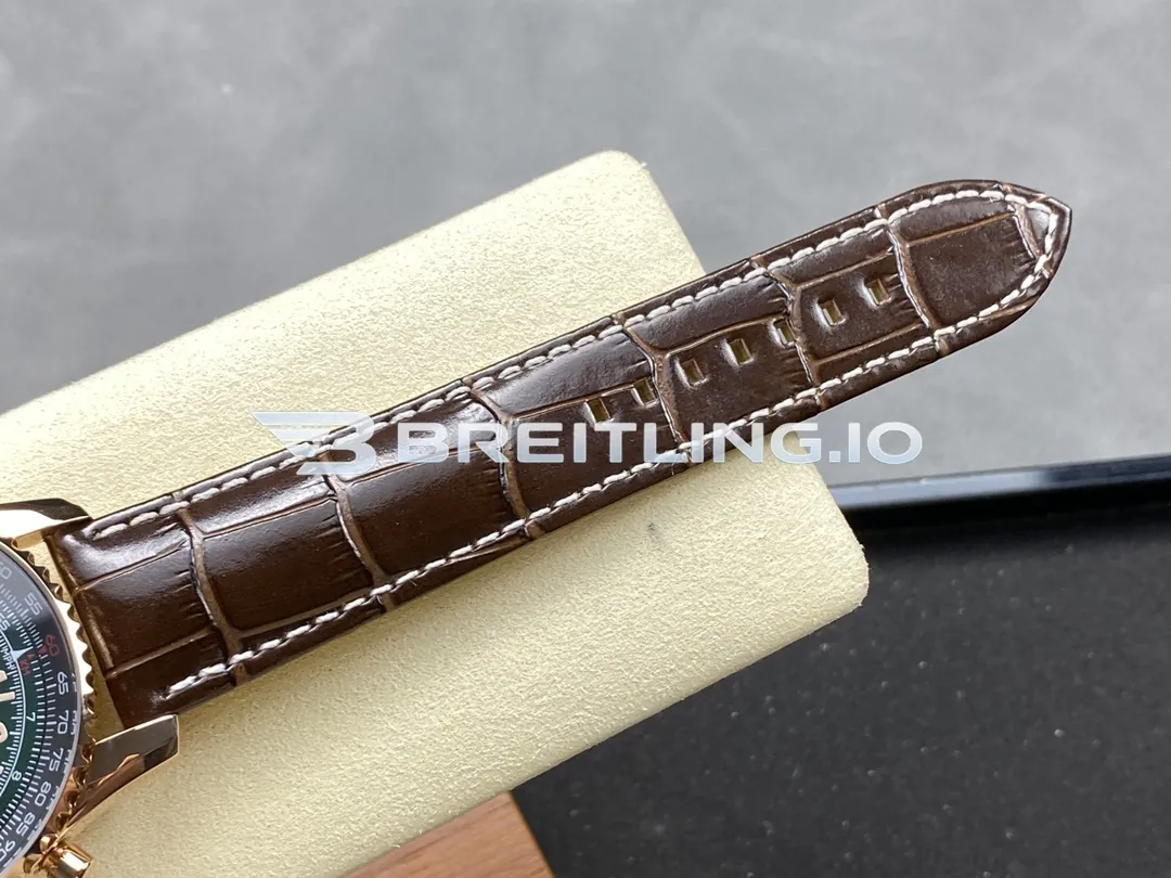 Breitling Navitimer B01 Chronograph RB12302A1L1P1 41mm Forest Green Sunburst Subdial Fluted Slide Rule Bezel Replica Strap