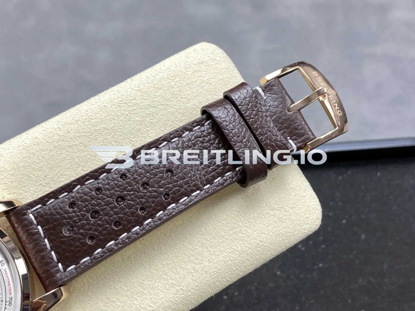 Breitling Premier B01 RB0145371G1P1 42mm Cream White Dial 18K Rose Gold Brown Leather Chronograph Replica Strap And Clasp