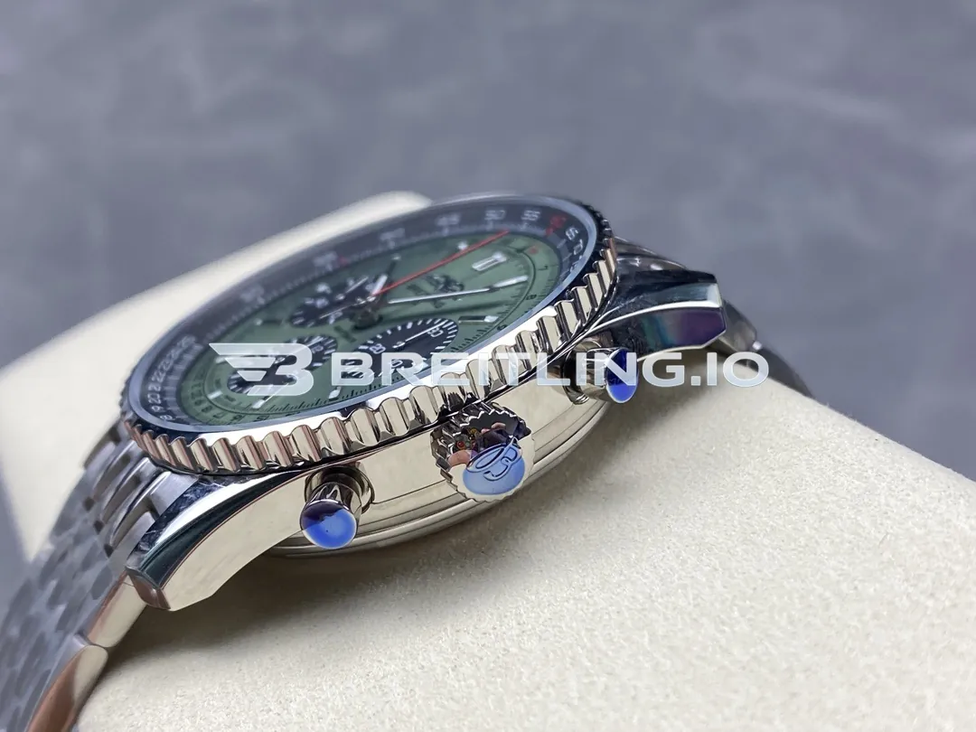 Breitling Navitimer Chronograph 43 AB0138241L1A1 Light Green Sunburst Dial Stainless Steel Slide Rule Bezel Replica Right View
