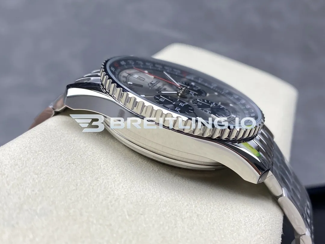 Breitling Navitimer B01 Chronograph 43 AB0138241G1A1 Silver Dial Slide Rule Bezel Steel Metal Bracelet Replica Left View