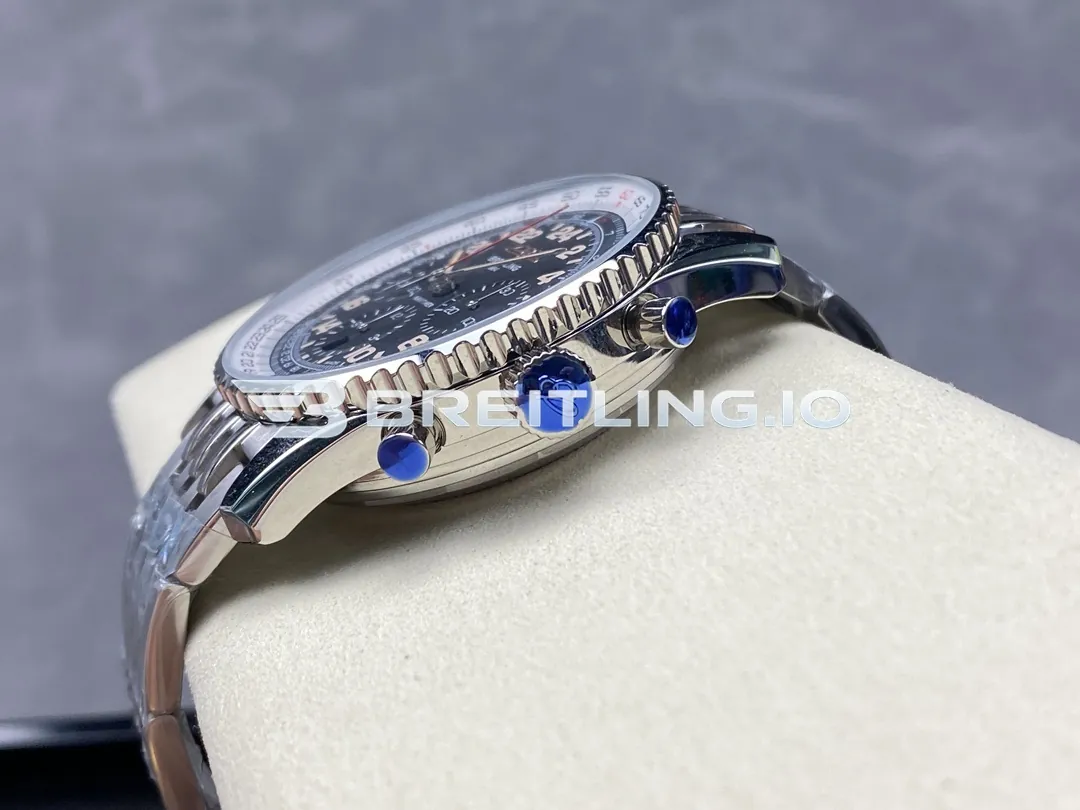 Breitling Navitimer Chronograph 41 PB02301A1B1A1 Black Dial Stainless Steel Slide Rule Bezel Pilot Replica Right View