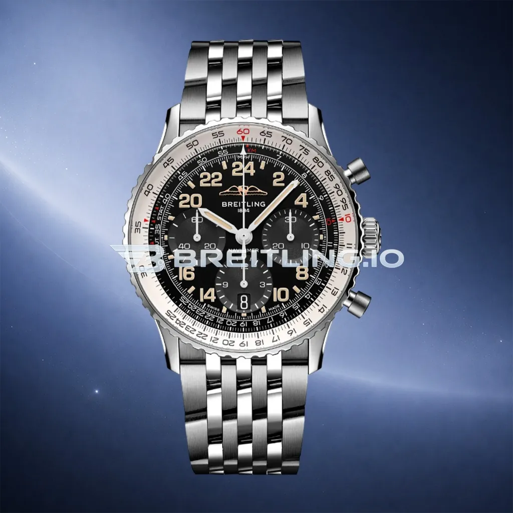 Breitling Navitimer Chronograph 41 PB02301A1B1A1 Black Dial Stainless Steel Slide Rule Bezel Pilot Replica First Image