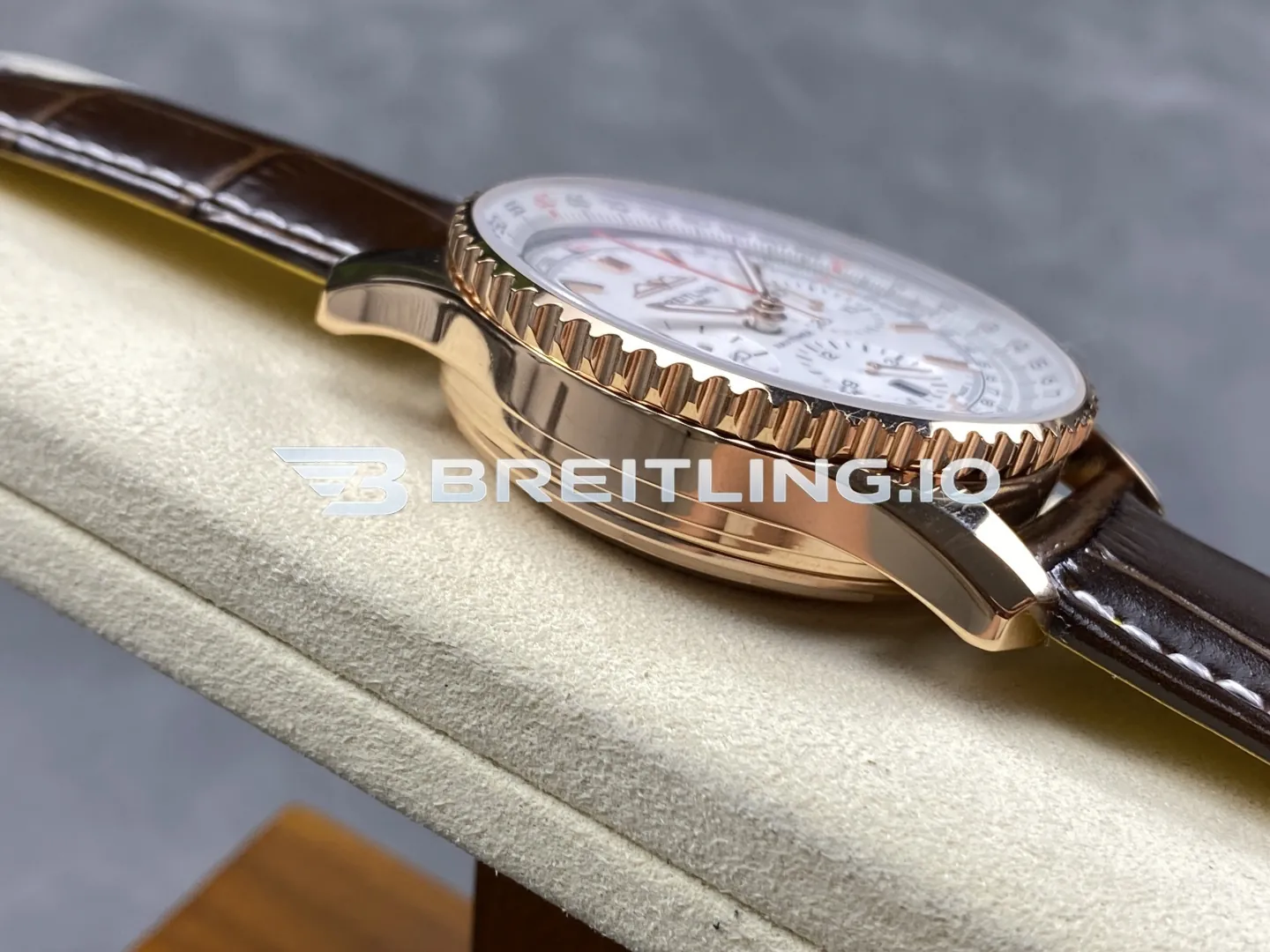 Breitling Navitimer B01 RB0139211G1P1 41mm White Dial 18K Rose Gold Brown Leather Replica Left View