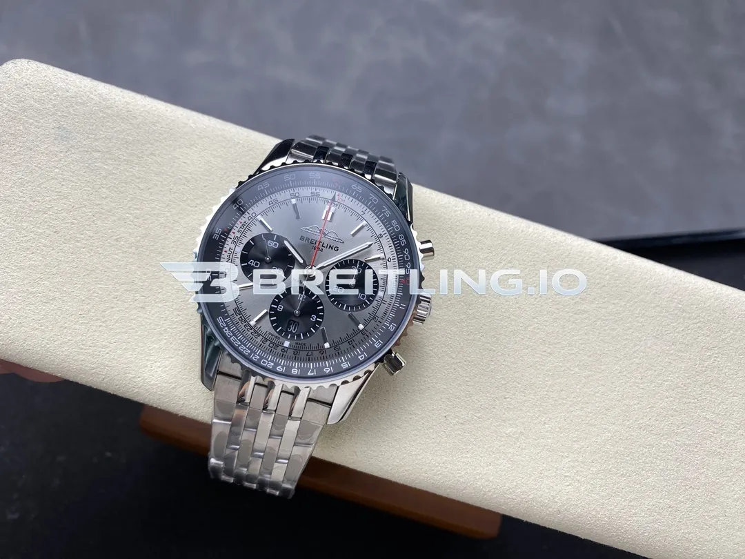 Breitling Navitimer B01 Chronograph 43 AB0138241G1A1 Silver Dial Slide Rule Bezel Steel Metal Bracelet Replica Side View 2