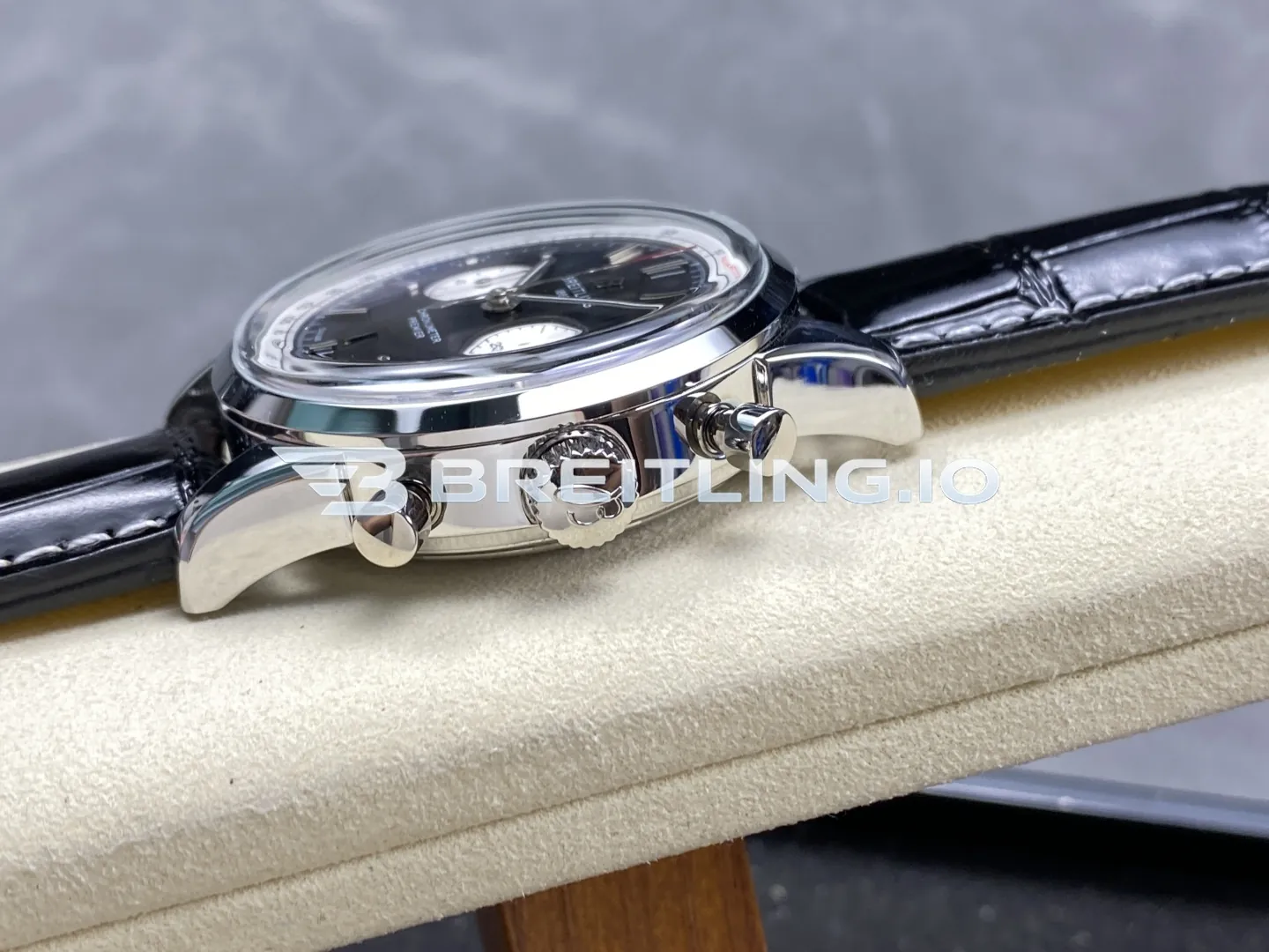 Breitling Premier B01 Chronograph AB0118371B1P2 42mm Black Dial 316L Steel Black Leather Replica Right View