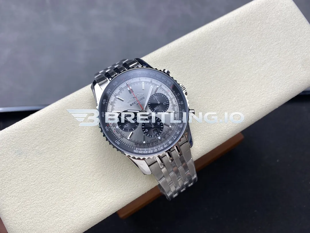 Breitling Navitimer B01 Chronograph 43 AB0138241G1A1 Silver Dial Slide Rule Bezel Steel Metal Bracelet Replica Side View 1