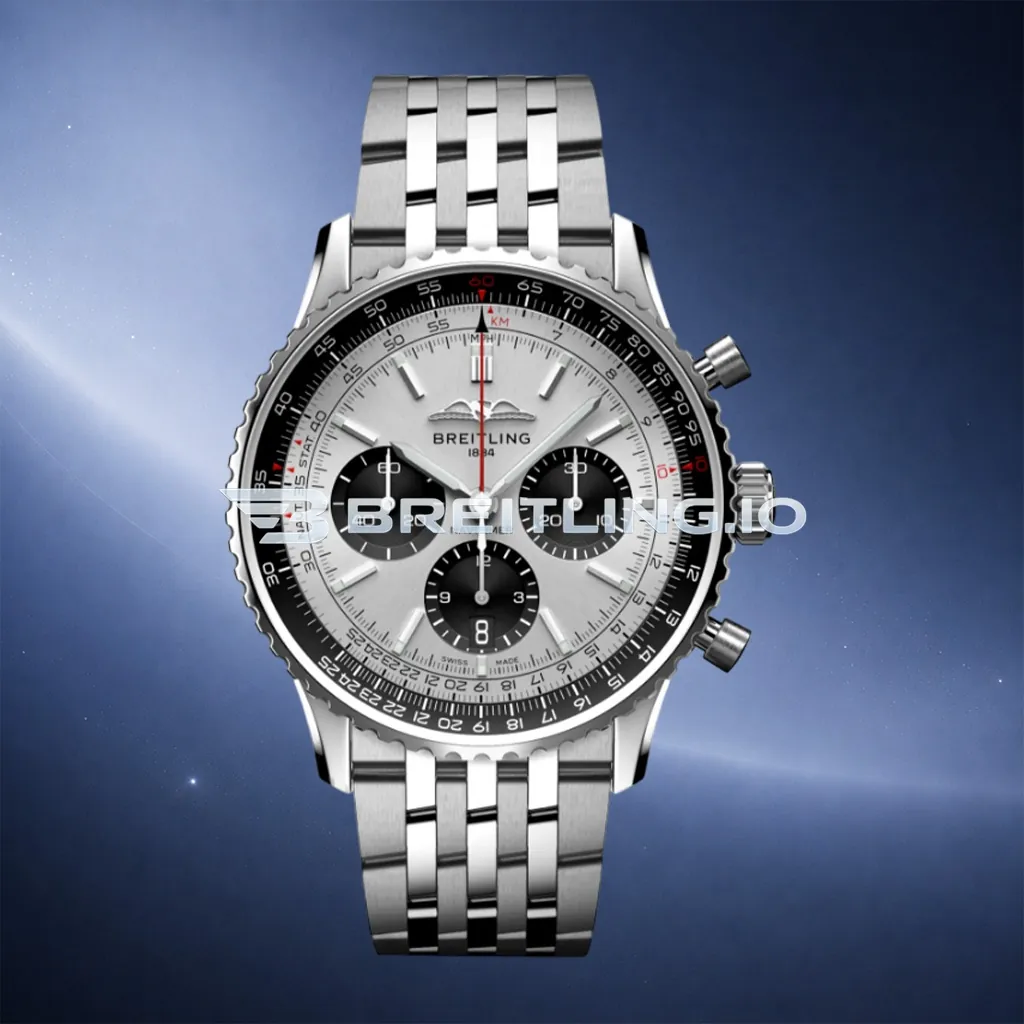 Breitling Navitimer B01 Chronograph 43 AB0138241G1A1 Silver Dial Slide Rule Bezel Steel Metal Bracelet Replica First Image