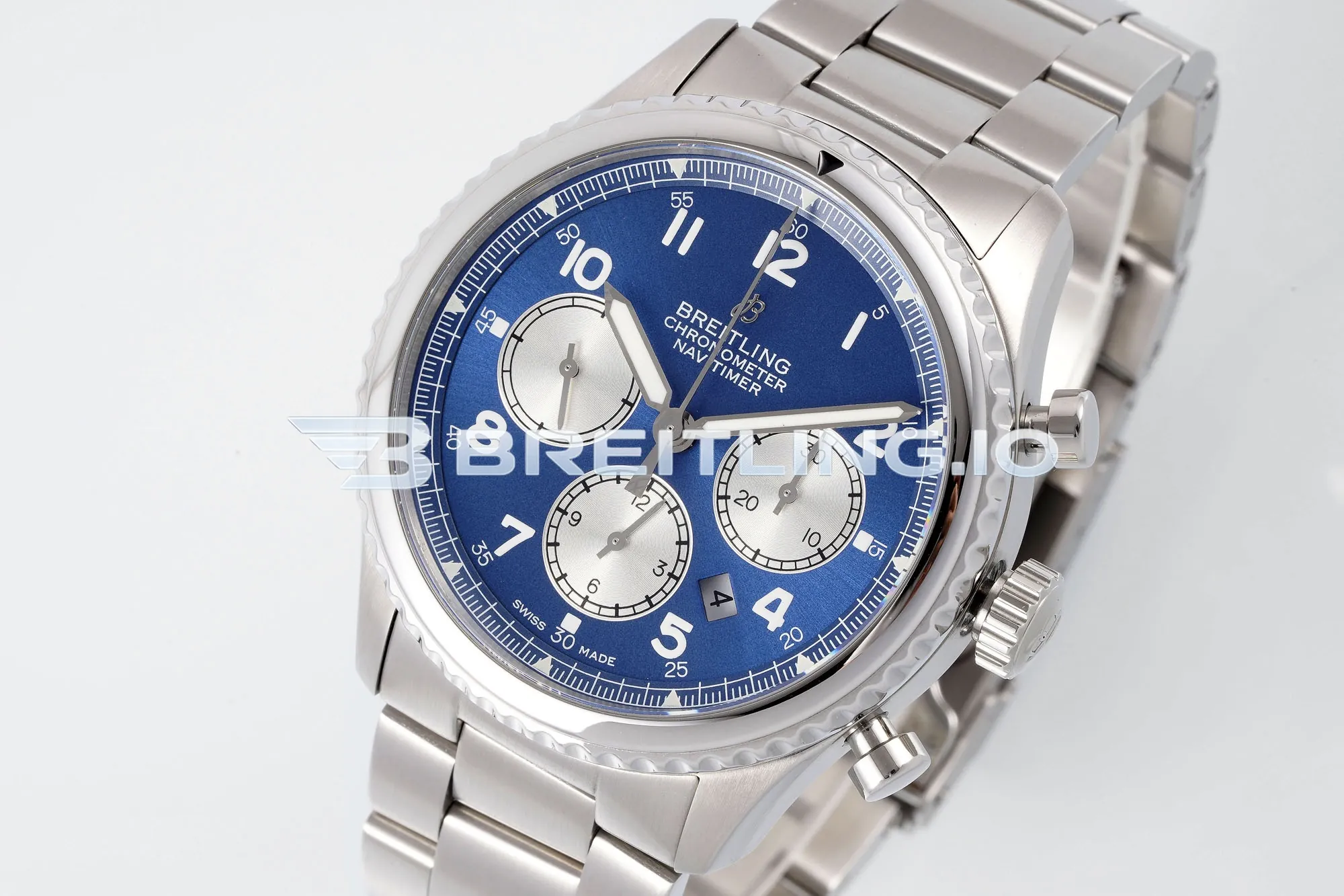 Breitling Navitimer 8 B01 Chronograph 43 AB0117131C1A1 Blue Arabic Numeral Dial Stainless Steel Bracelet Replica Side View 2