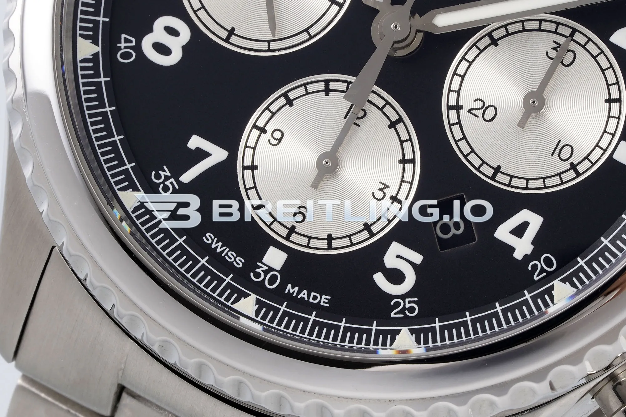 Breitling Navitimer 8 B01 Chronograph 43 AB0117131B1A1 Black Arabic Numeral Dial Stainless Steel Slide Rule Bezel Pilot Replica Dial Detail 2