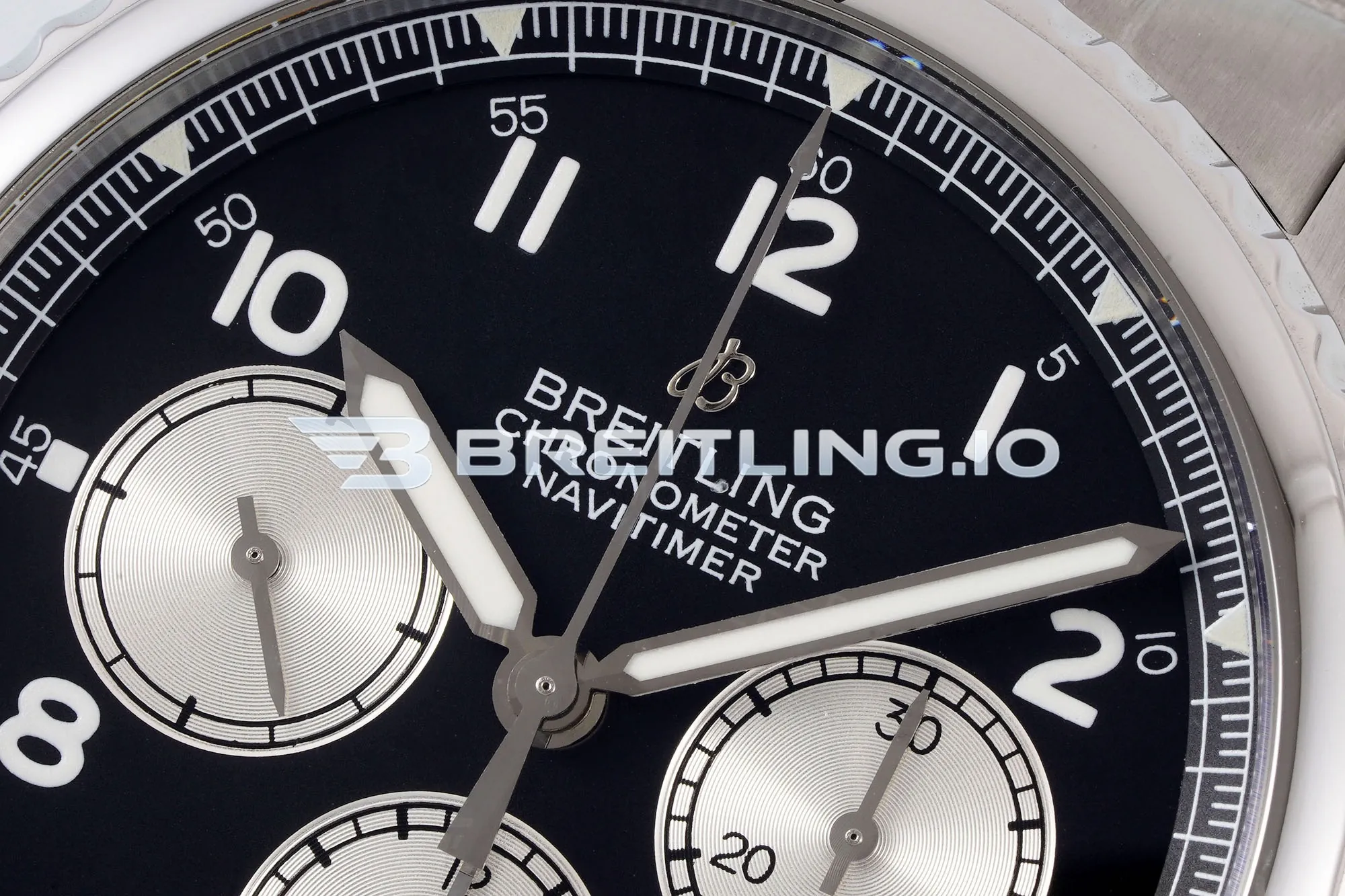 Breitling Navitimer 8 B01 Chronograph 43 AB0117131B1A1 Black Arabic Numeral Dial Stainless Steel Slide Rule Bezel Pilot Replica Dial Detail 1