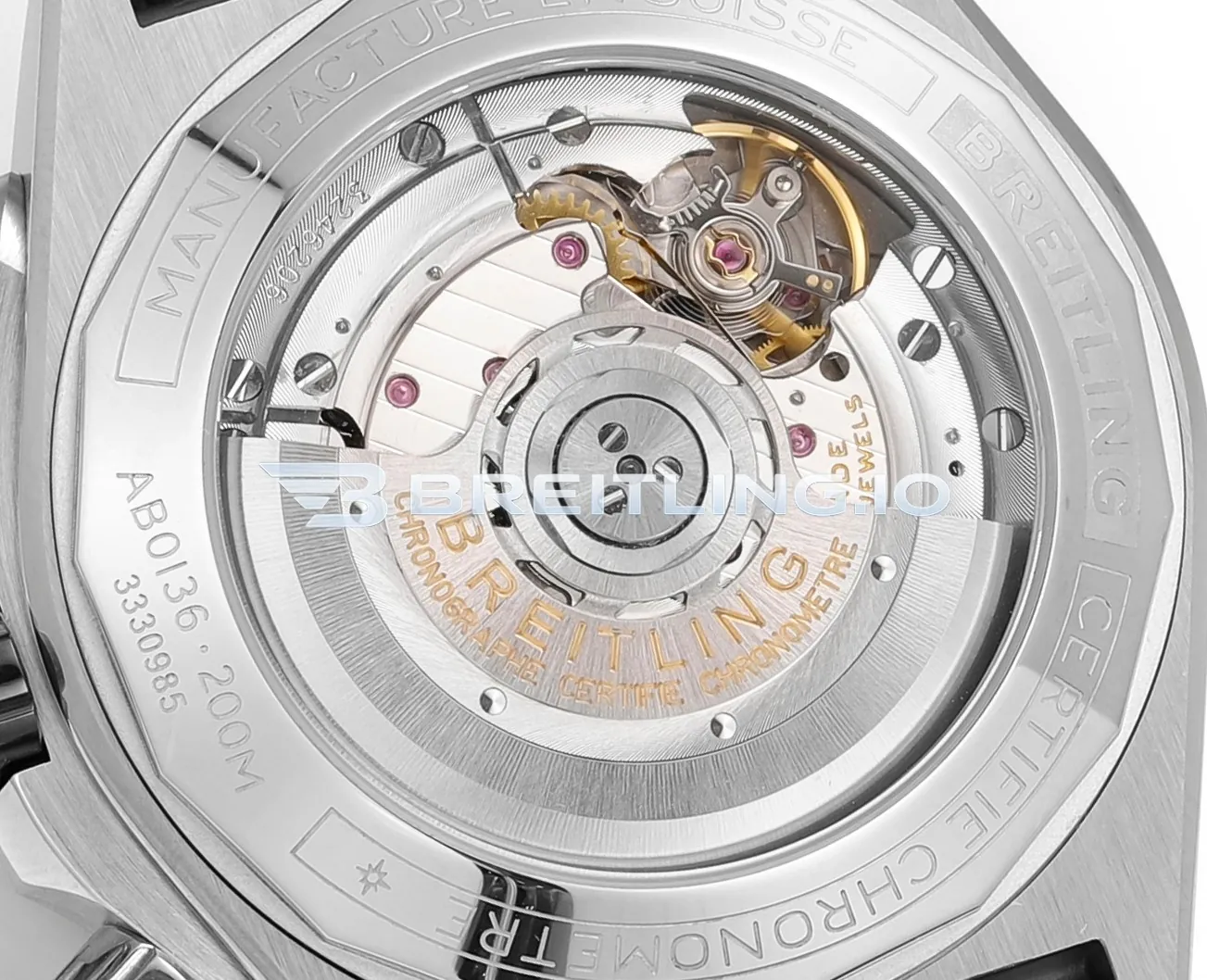 Breitling Super Chronomat B01 44 AB0136251B1A1 Black Panda Dial Stainless Steel Metal Bracelet Chronograph Replica Back View