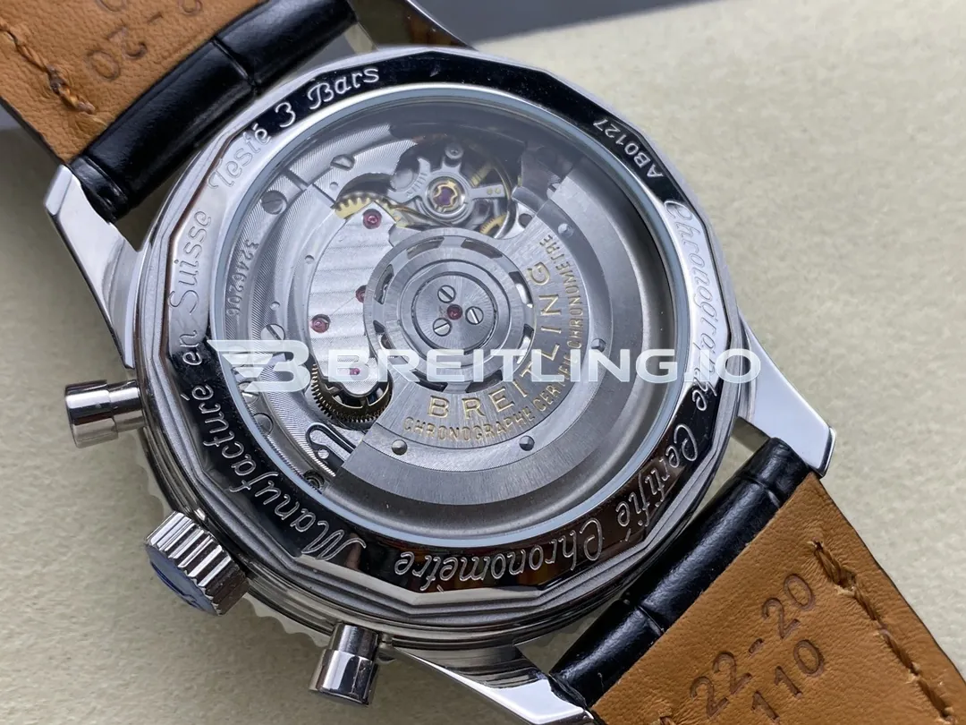 Breitling Navitimer B01 Chronograph 43 AB0121211C1P1 Deep Blue Sunburst Dial Steel Black Leather Aviation Replica Back View