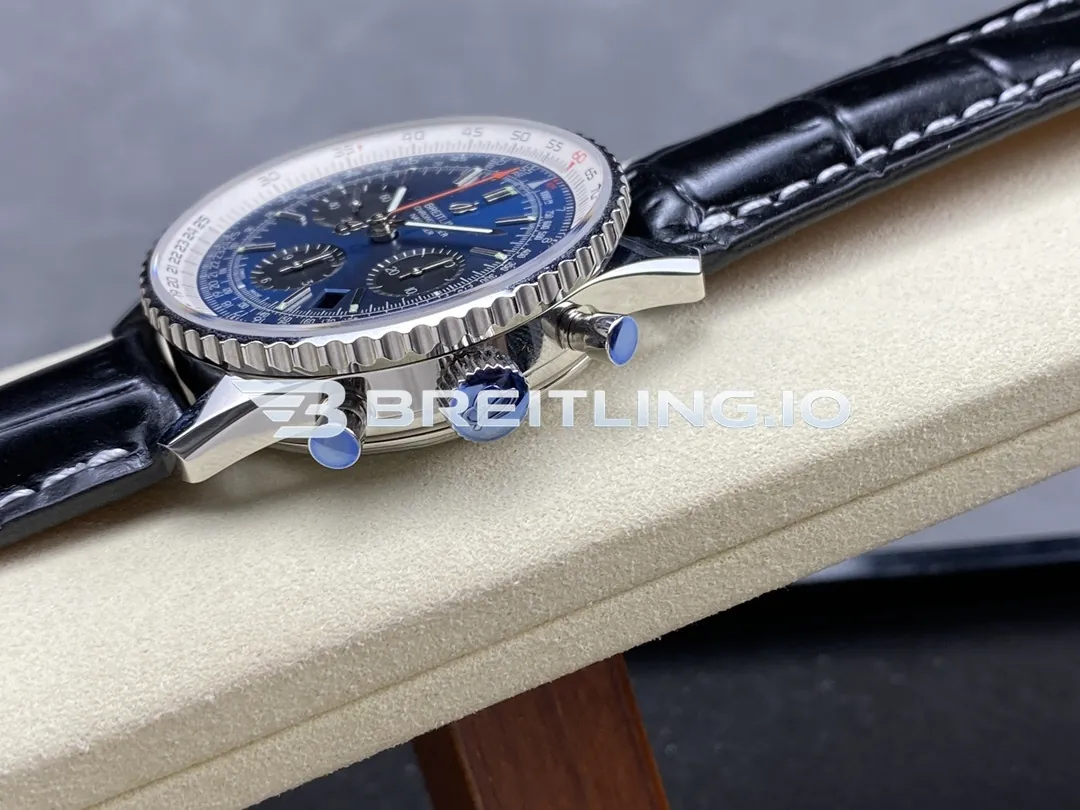 Breitling Navitimer B01 Chronograph 43 AB0121211C1P1 Deep Blue Sunburst Dial Steel Black Leather Aviation Replica Right View