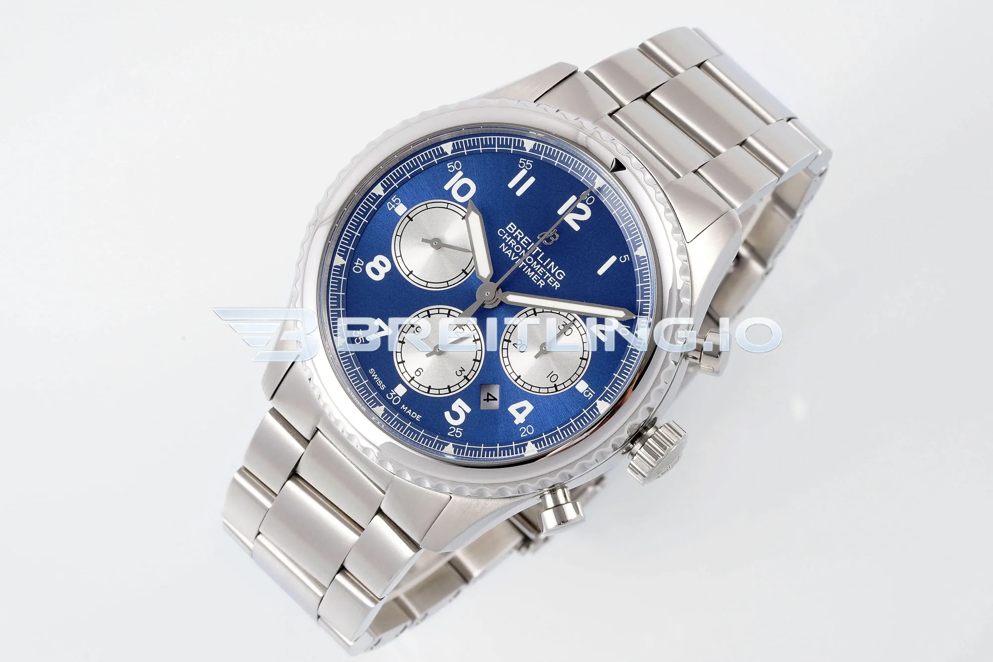 Breitling Navitimer 8 B01 Chronograph 43 AB0117131C1A1 Blue Arabic Numeral Dial Stainless Steel Bracelet Replica Front View