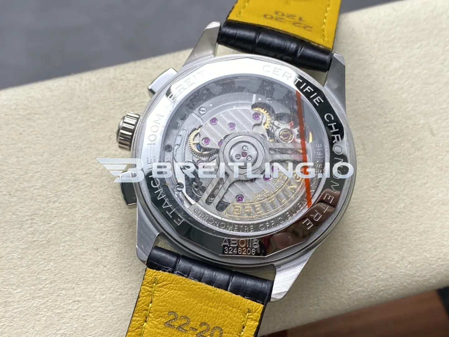 Breitling Premier Chronograph 40 AB0930371G1P1 Silver Sunburst Numeral Dial Stainless Steel Bezel Replica Back View