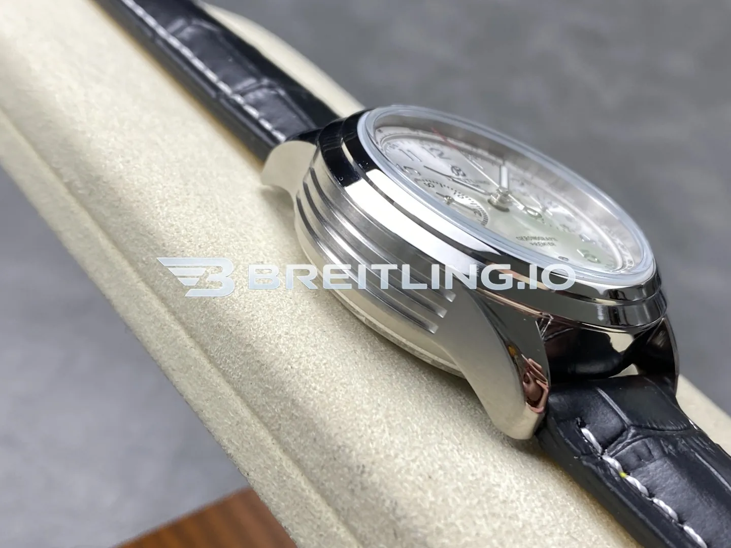 Breitling Premier Chronograph 40 AB0930371G1P1 Silver Sunburst Numeral Dial Stainless Steel Bezel Replica Left View