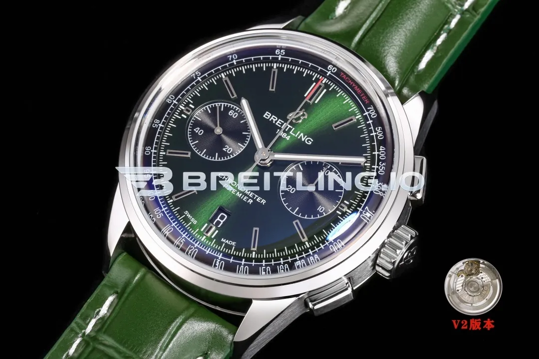 Breitling Premier B01 Chronograph 42 AB0118A11L1X1 Bentley British Racing Green Dial Steel Bezel Dress Replica Side View 2