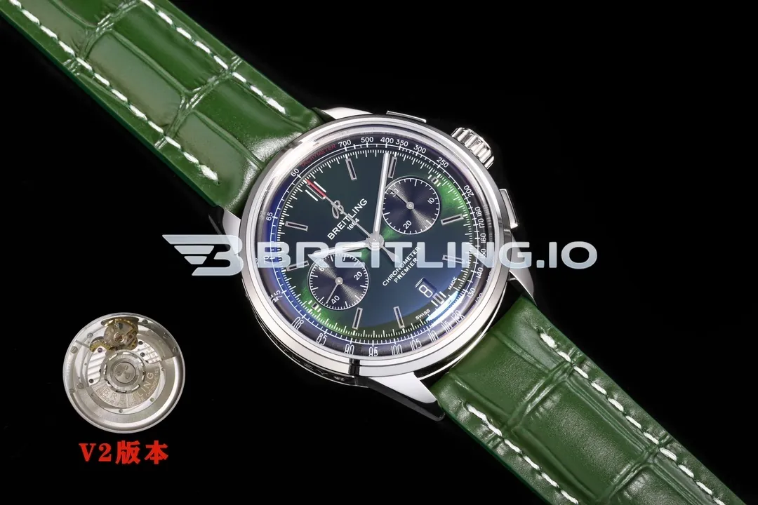 Breitling Premier B01 Chronograph 42 AB0118A11L1X1 Bentley British Racing Green Dial Steel Bezel Dress Replica Side View 1