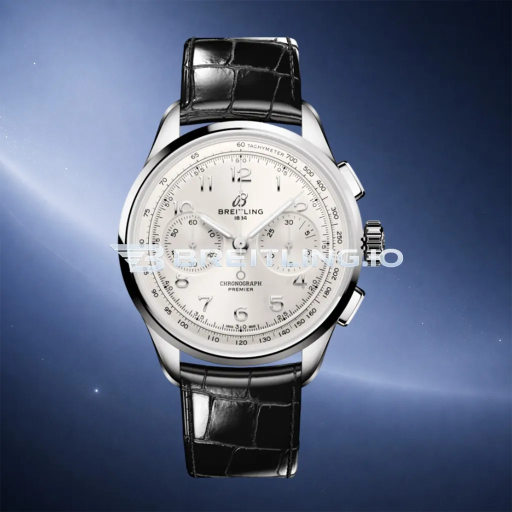 Breitling Premier Chronograph 40 AB0930371G1P1 Silver Sunburst Numeral Dial Stainless Steel Bezel Replica First Image