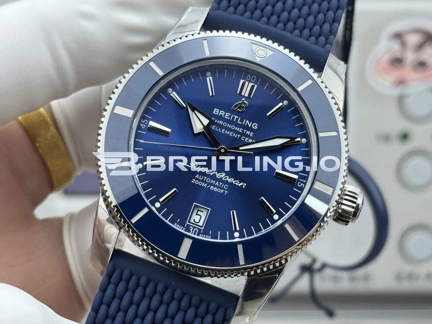 Breitling Superocean Heritage II AB2010161C1S1 42mm Blue Sunburst Dial Blue Ceramic Bezel Replica Dial Detail 2