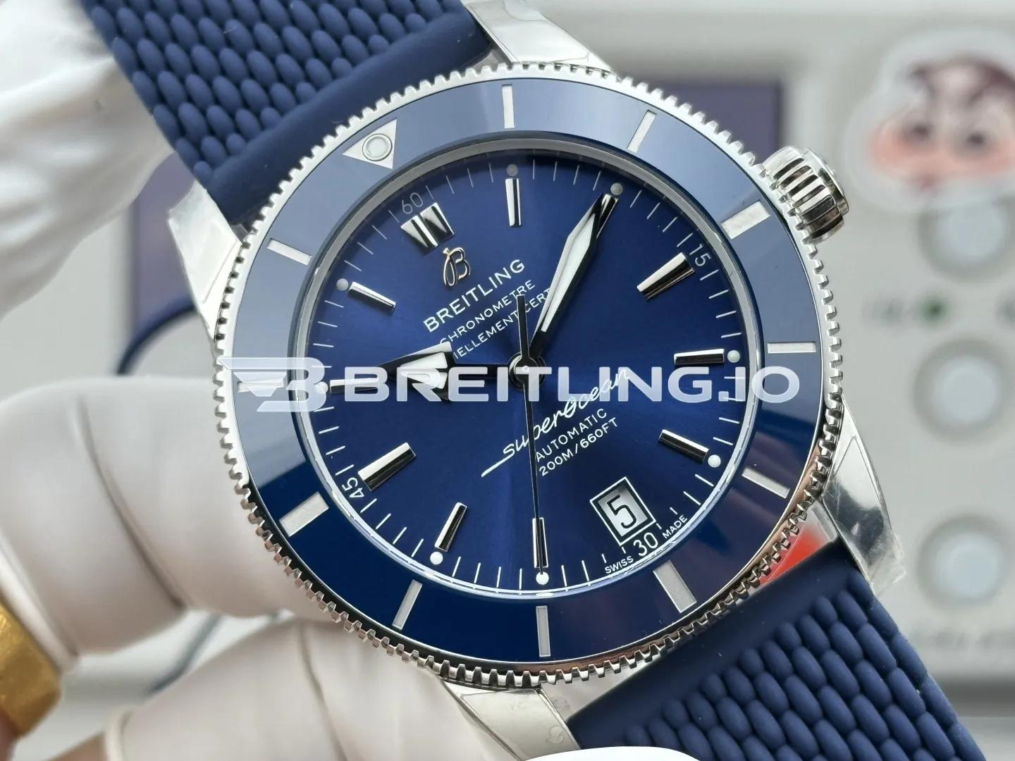 Breitling Superocean Heritage II AB2010161C1S1 42mm Blue Sunburst Dial Blue Ceramic Bezel Replica Dial Detail 1