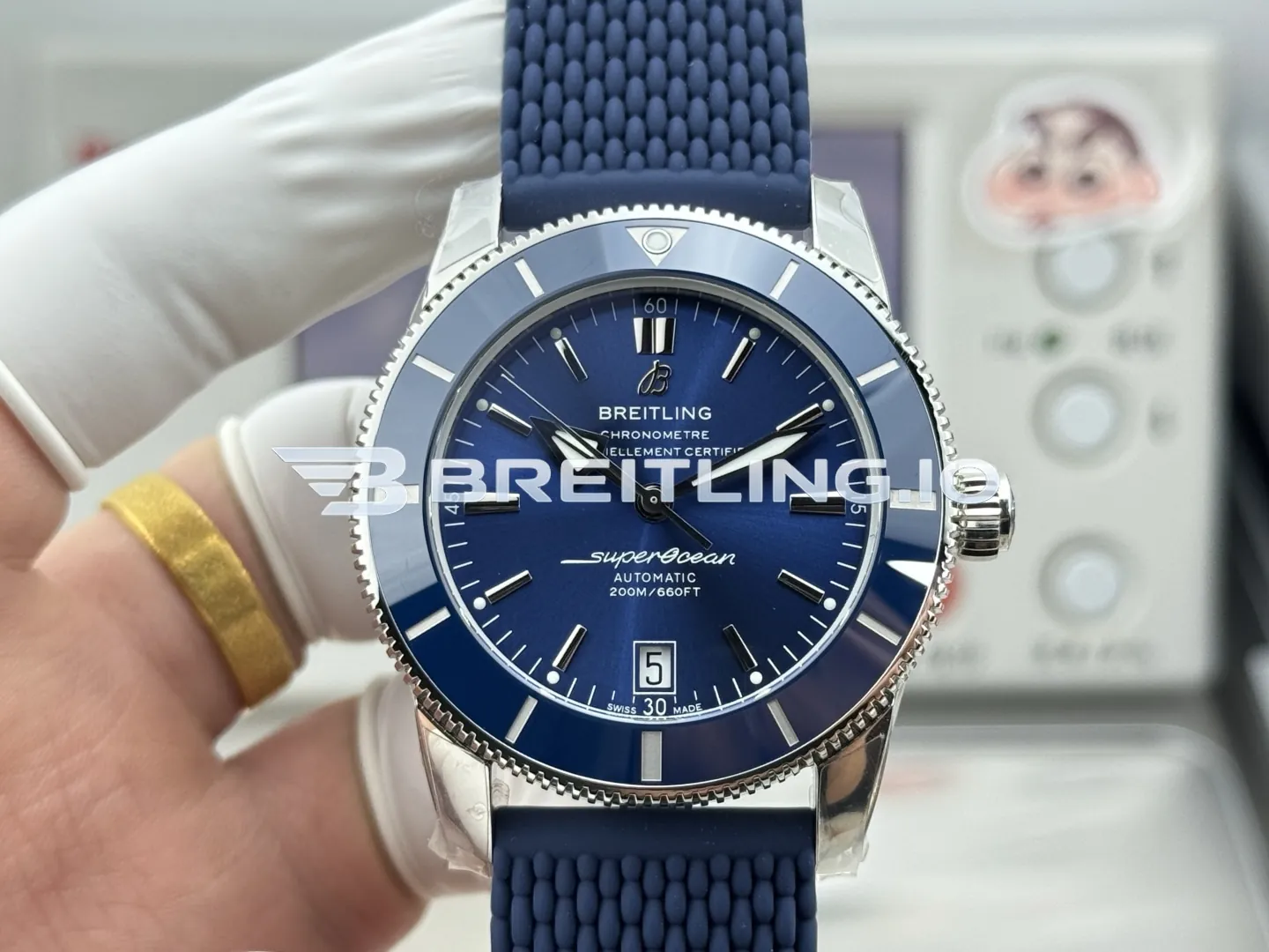 Breitling Superocean Heritage II AB2010161C1S1 42mm Blue Sunburst Dial Blue Ceramic Bezel Replica Front View