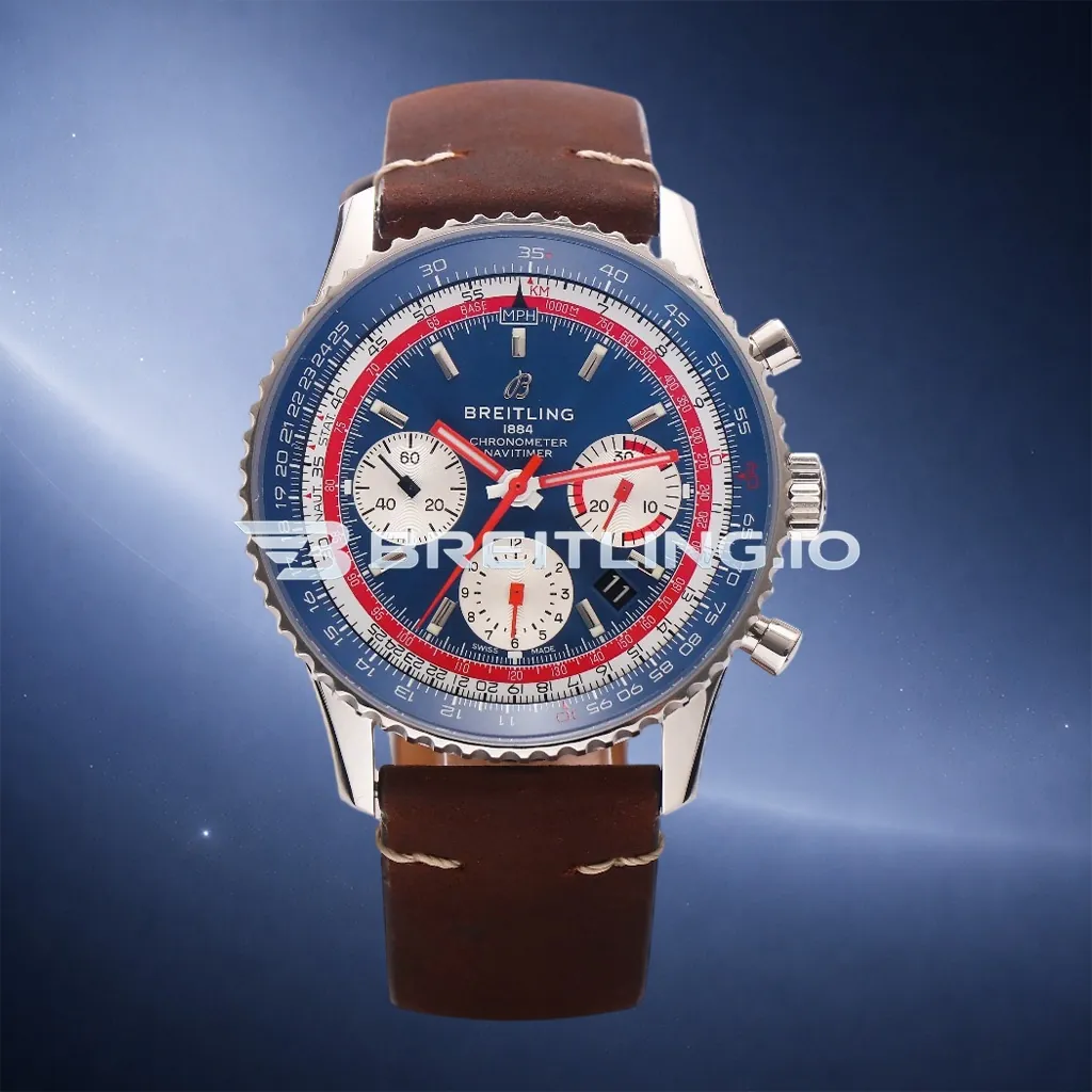 Breitling Navitimer B01 Chronograph 43 AB01212B1C1X2 Blue Dial Rotating Pepsi Two-Tone Slide Rule Bezel Replica First Image