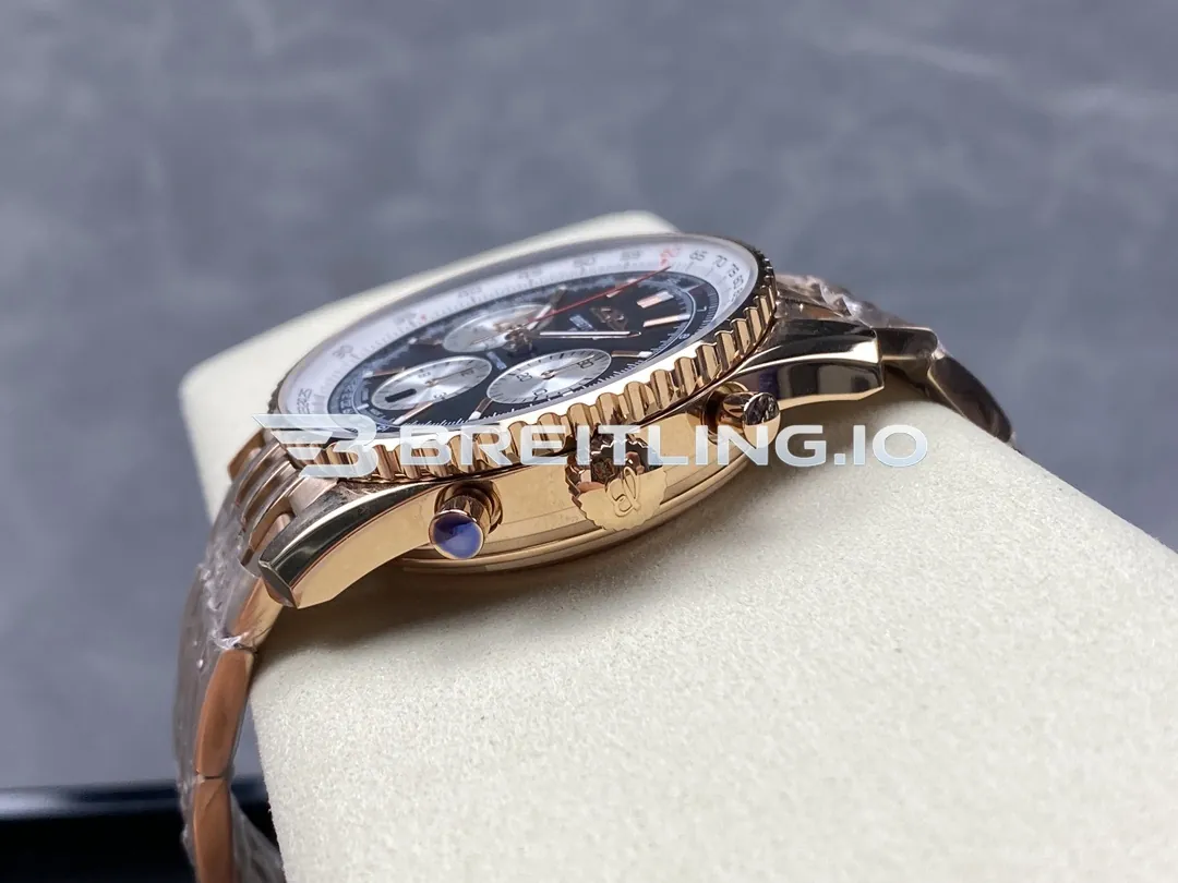Breitling Navitimer B01 Chronograph 43 RB0138211B1R1 Black Panda Dial 18K Rose Gold Metal Bezel Bracelet Aviation Replica Right View