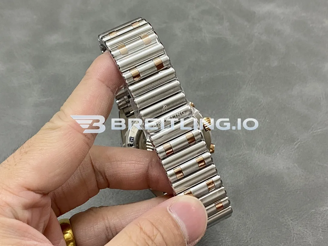 Breitling Chronomat B01 42 UB0134101B1U1 Charcoal Gray Dial Two-Tone 18K Rose Gold Steel Bezel Chronograph Replica Strap And Clasp