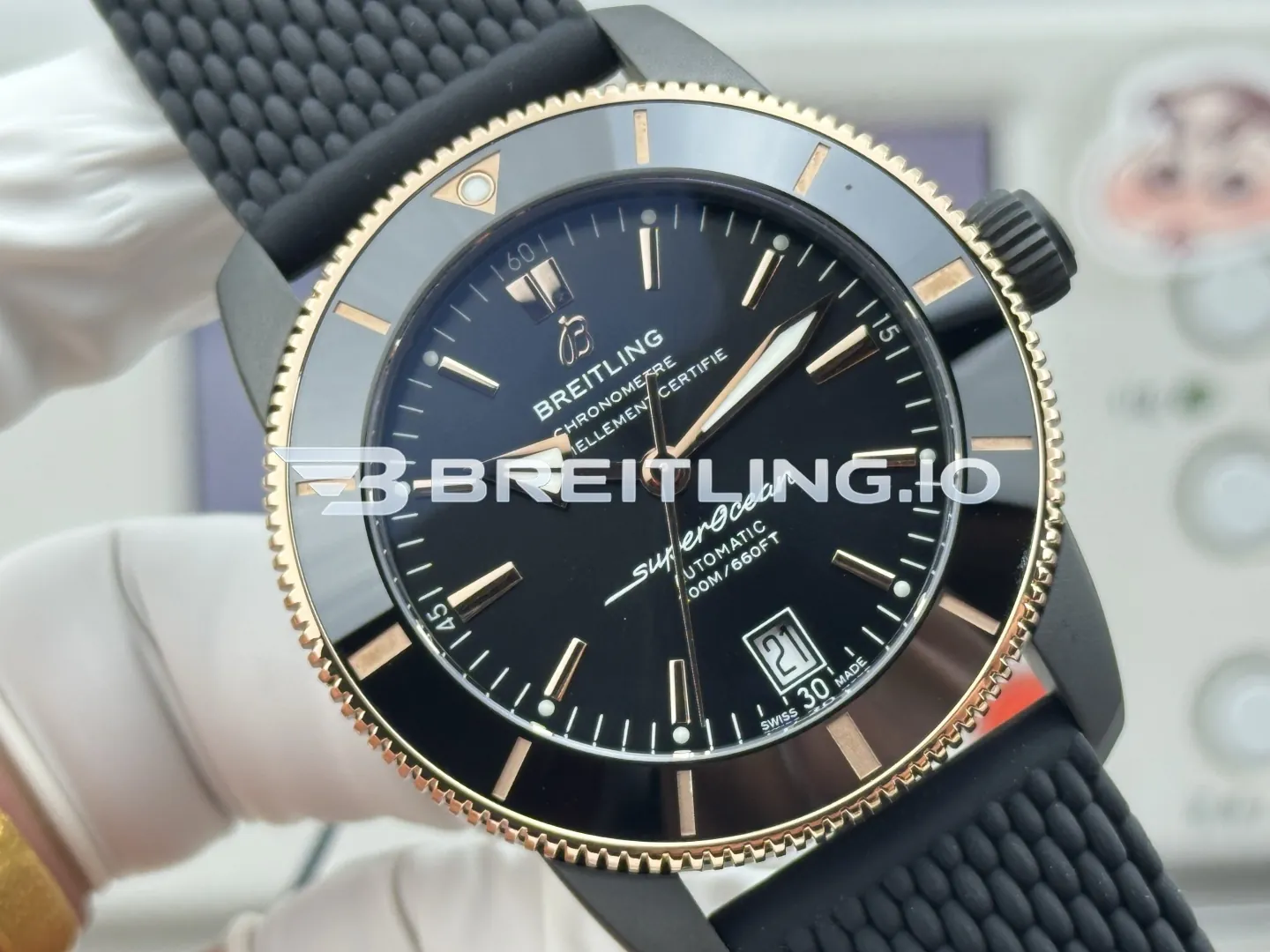 Breitling Superocean Heritage II UB20303A1B1S1 44mm Black Sunburst Dial Black Ceramic Bezel Replica Dial Detail 1
