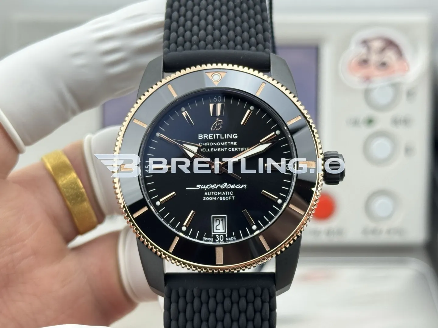 Breitling Superocean Heritage II UB20303A1B1S1 44mm Black Sunburst Dial Black Ceramic Bezel Replica Front View