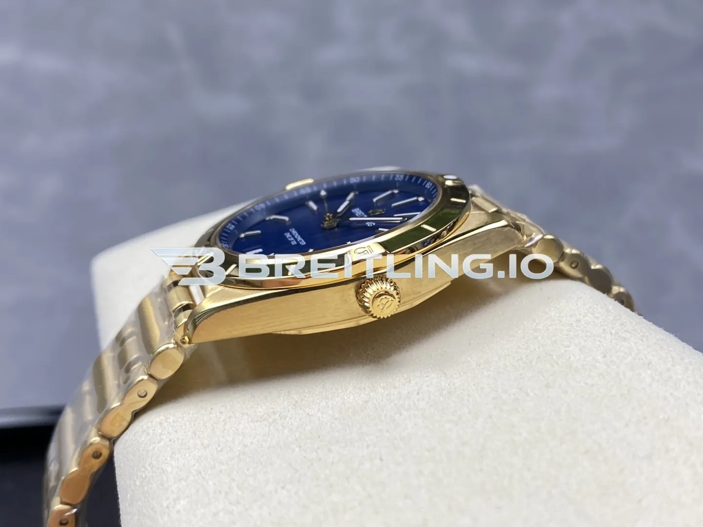 Breitling Chronomat K103801A1C1K1 36mm Deep Blue Sunburst Dial Polished 18K Yellow Gold Bezel Replica Right View