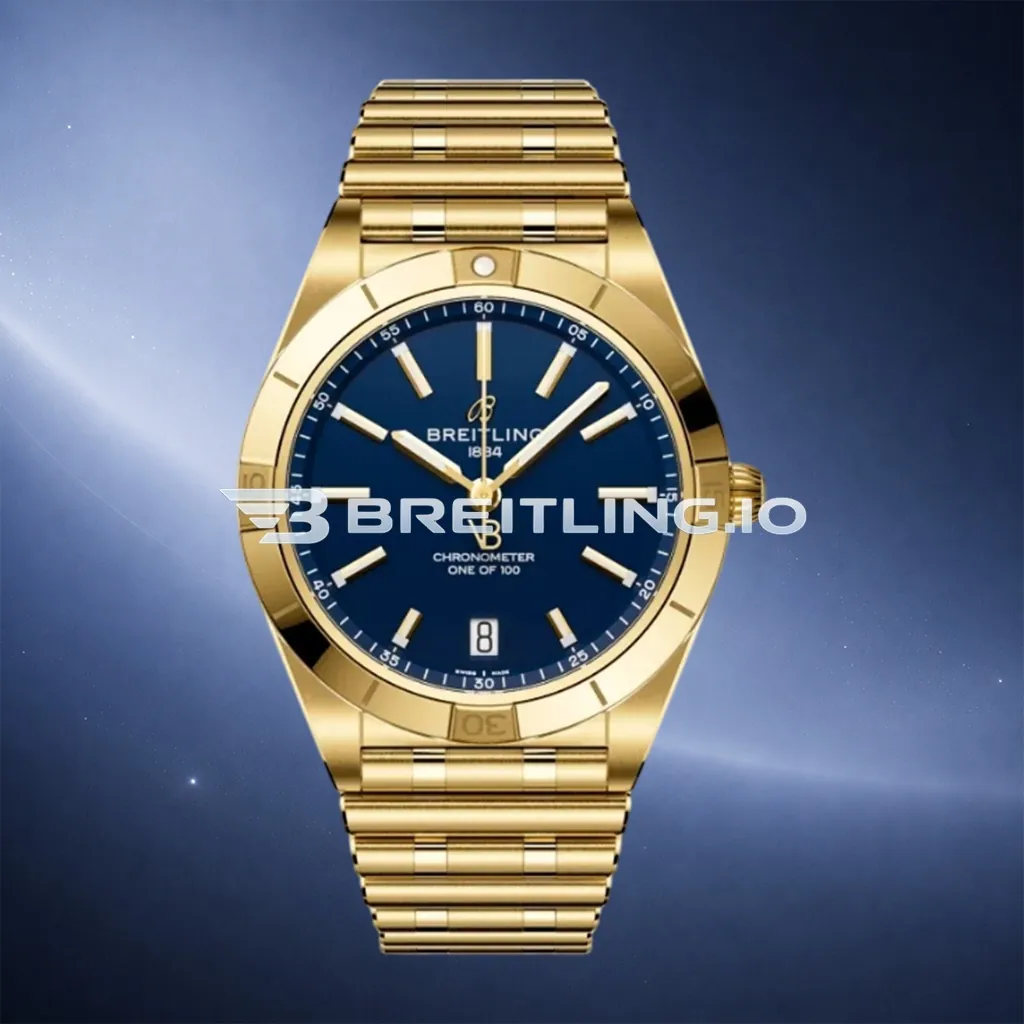Breitling Chronomat K103801A1C1K1 36mm Deep Blue Sunburst Dial Polished 18K Yellow Gold Bezel Replica First Image