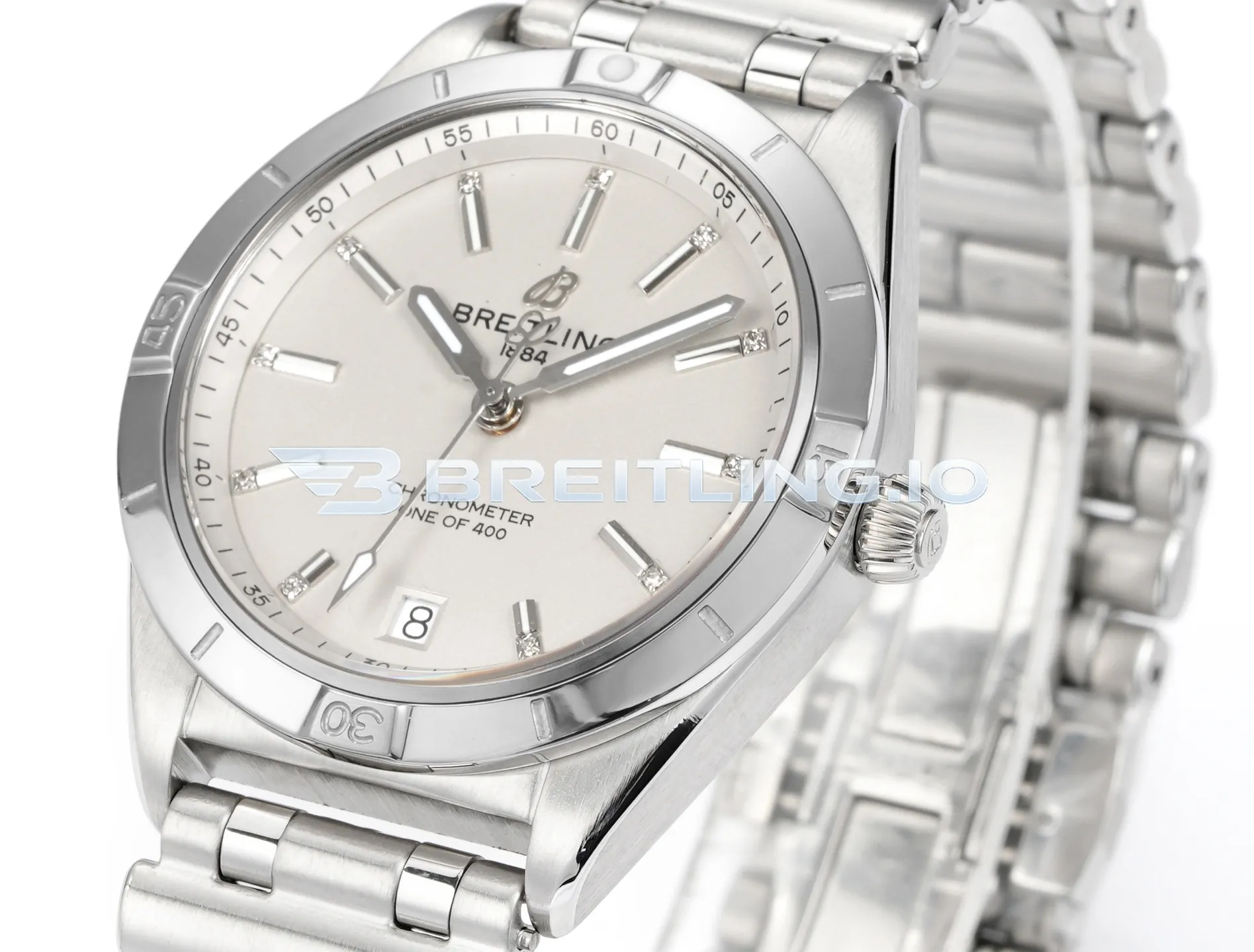 Breitling Chronomat A77310101A2A1 32mm Cream White Sunburst Dial Brushed Polished Stainless Steel Bezel Replica Dial Detail 2