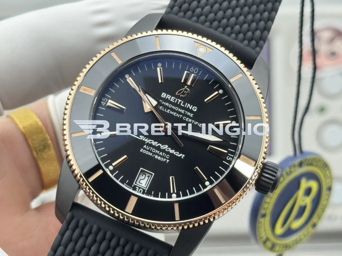 Breitling Superocean Heritage II UB20303A1B1S1 44mm Black Sunburst Dial Black Ceramic Bezel Replica Dial Detail 2