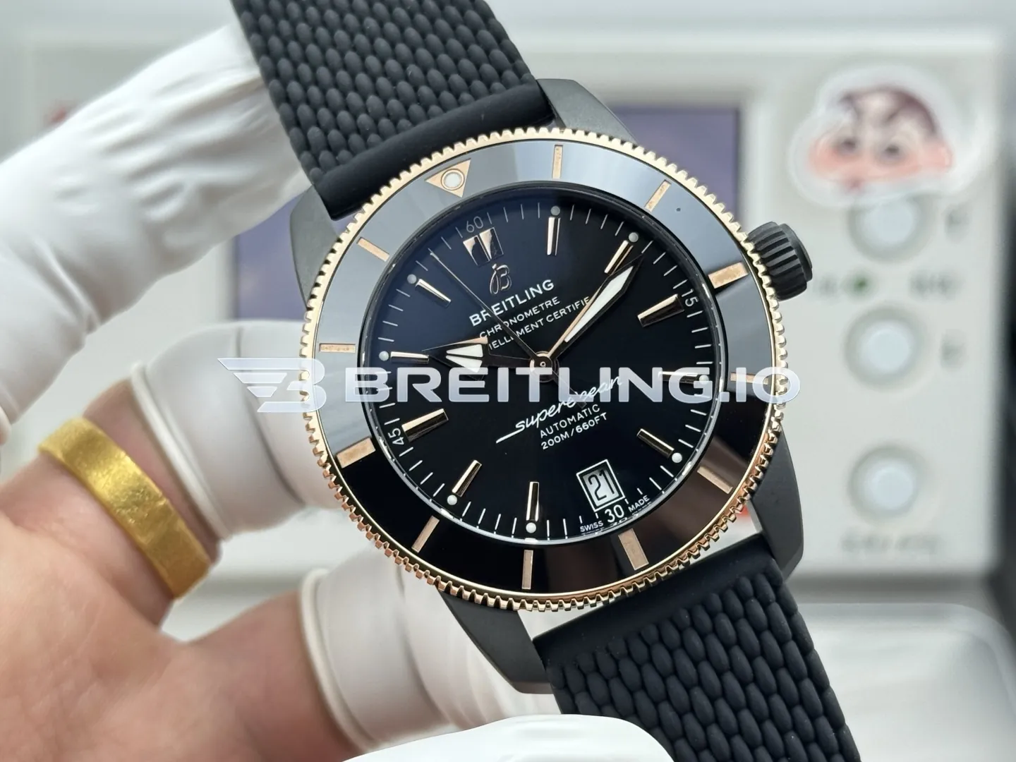 Breitling Superocean Heritage II UB20303A1B1S1 44mm Black Sunburst Dial Black Ceramic Bezel Replica Side View 1
