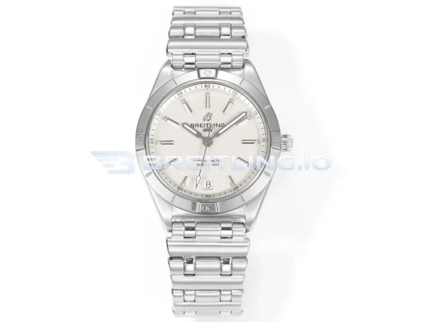 Breitling Chronomat A77310101A2A1 32mm Cream White Sunburst Dial Brushed Polished Stainless Steel Bezel Replica Front View