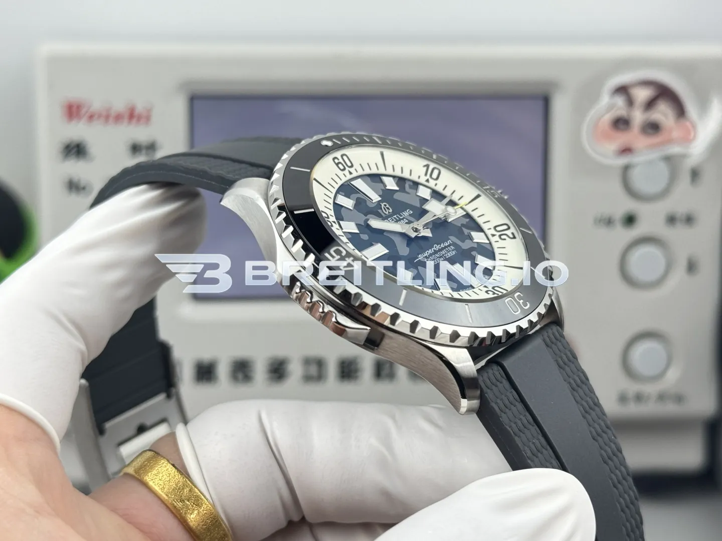 Breitling Superocean E10379351B1S1 46mm Dark Grey Camouflage Dial Black Ceramic Rotating Bezel Replica Left View
