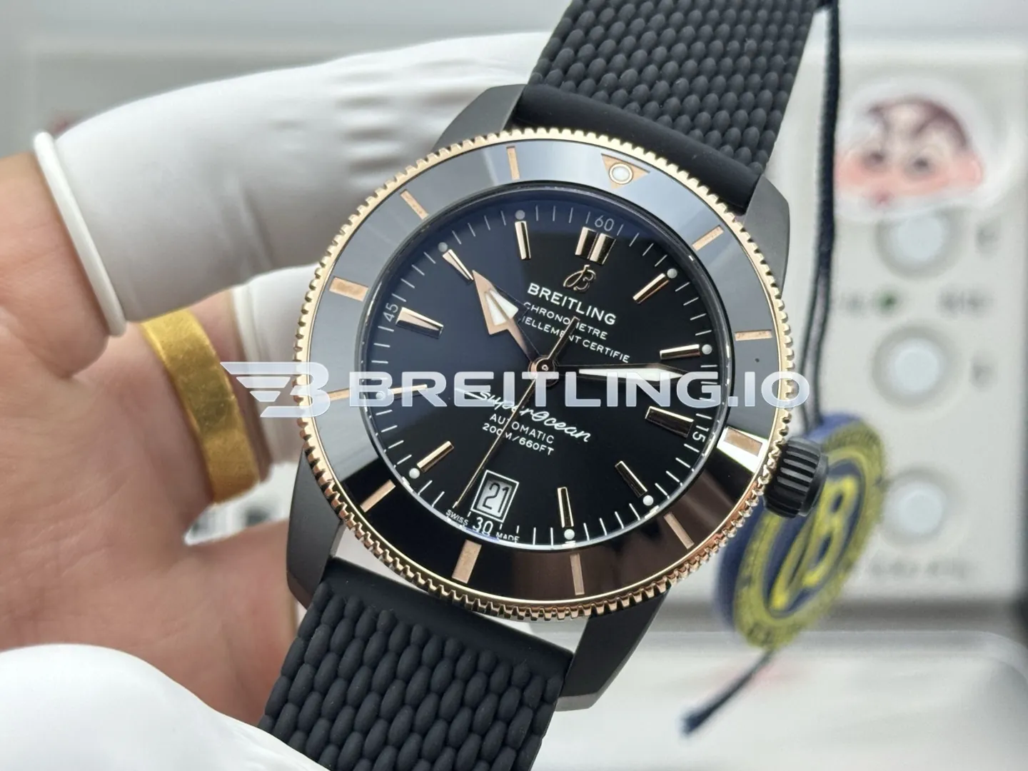 Breitling Superocean Heritage II UB20303A1B1S1 44mm Black Sunburst Dial Black Ceramic Bezel Replica Side View 2
