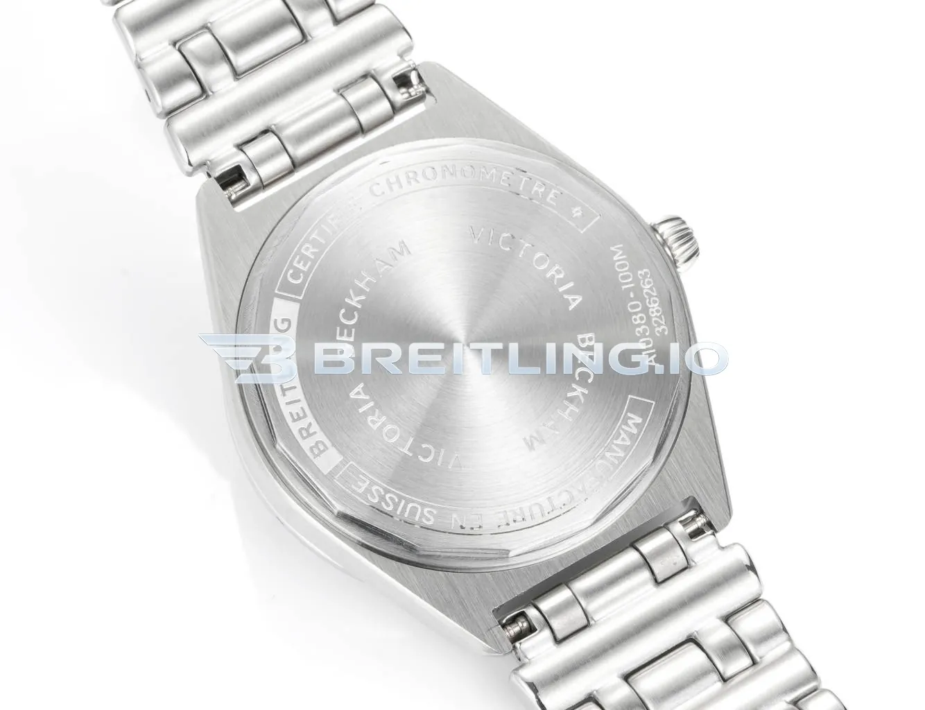 Breitling Chronomat A77310101A2A1 32mm Cream White Sunburst Dial Brushed Polished Stainless Steel Bezel Replica Back View