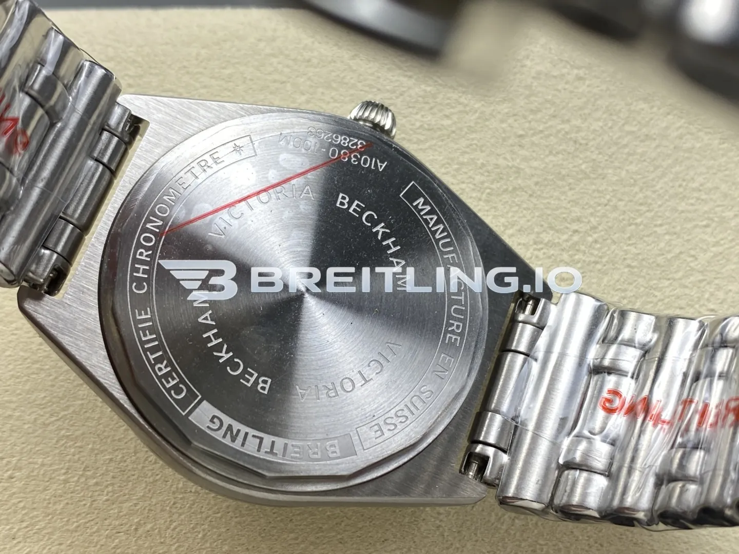 Breitling Chronomat 36 "Victoria Beckham" A103801A1L1A1 Mint Green Sunburst Dial Steel Bezel Replica Back View