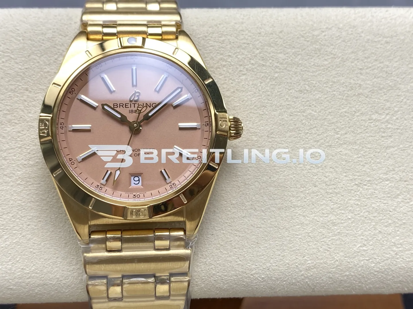 Breitling Chronomat K103801A1A1K1 36mm Sand Sunburst Dial Polished 18K Yellow Gold Bezel Replica Front View