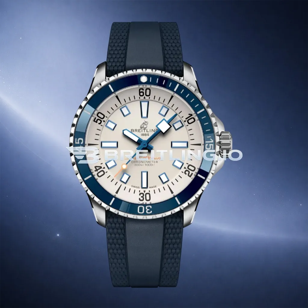 Breitling Superocean A17375E71G1S1 42mm Cream White Dial Blue Unidirectional Ceramic Rotating Bezel Replica First Image